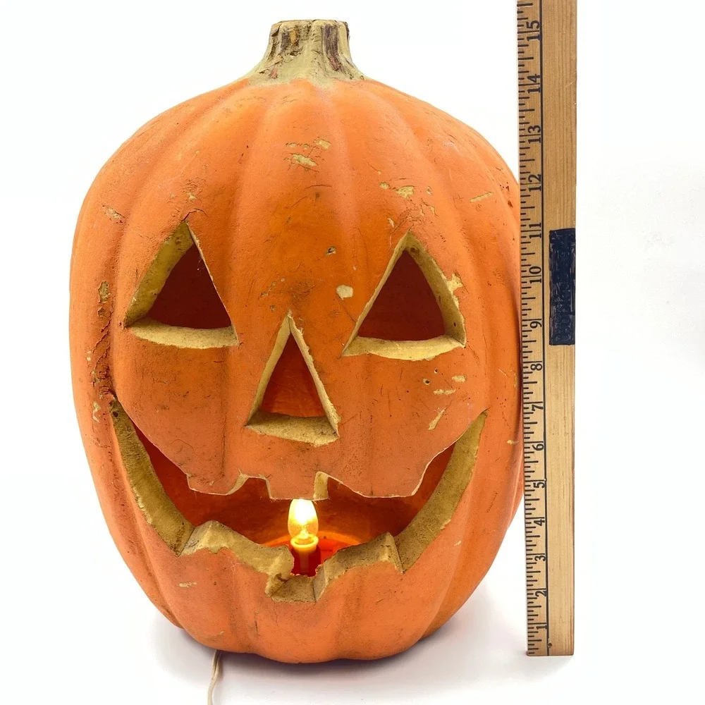 Vintage Gemmy Foam Jack-O-Lantern Pumpkin Halloween Light Up Blow Mold Decor